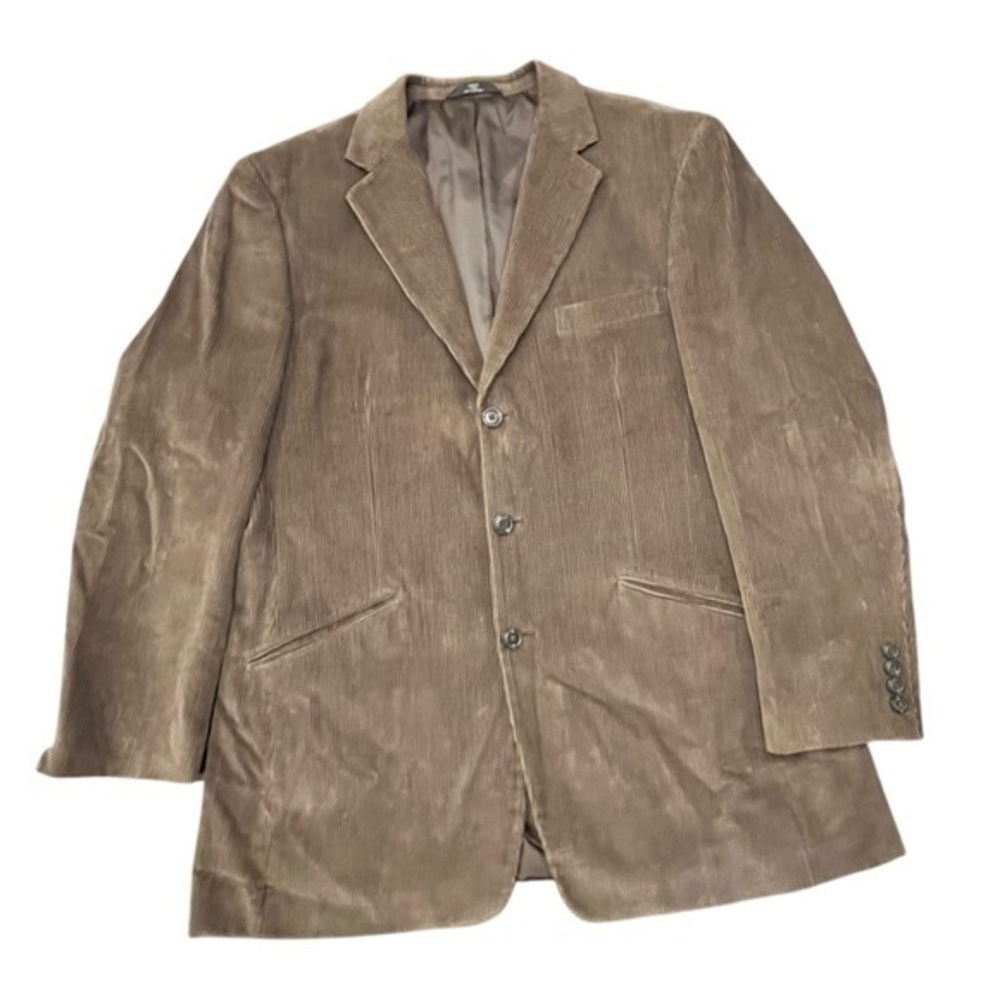 Mens Haggar Blazer Jacket Corduroy Suit Sport Coat Brown 44L Preppy‎ Academia